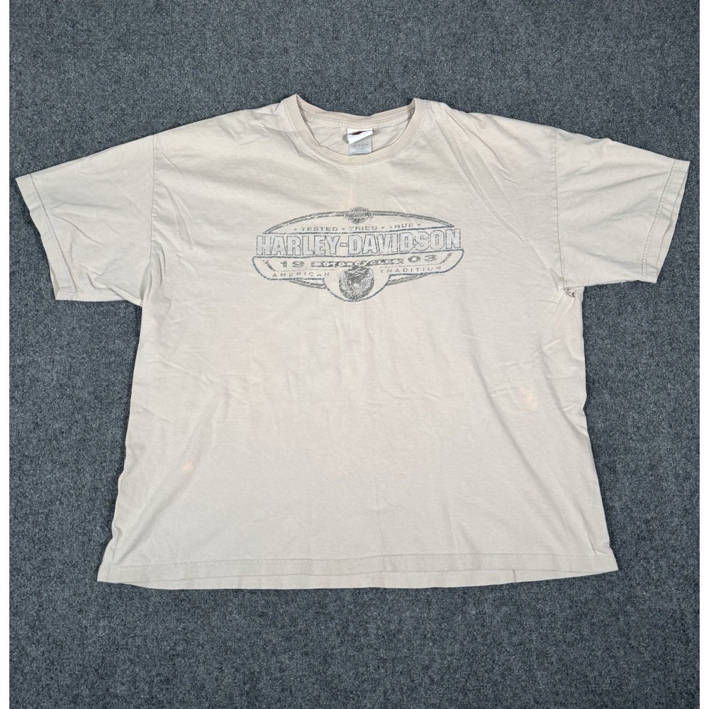 Harley Davidson Grand Canyon Shirt Mens 2XL Beige Bellemont Arizona Vintage 2002